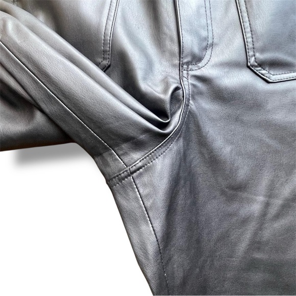 Zara Viral Baddie Edgy Punk BossGirl 🖤 Vegan Leather Marine Wide Leg Pant Sz-6 - Picture 12 of 16